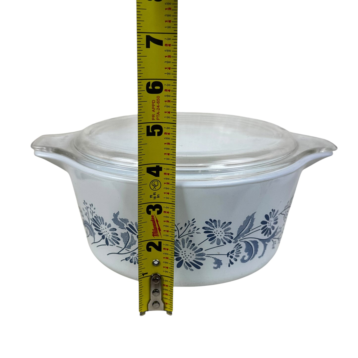 Vintage Pyrex Colonial Mist 474-B Covered Casserole Dish with Lid Blue Floral