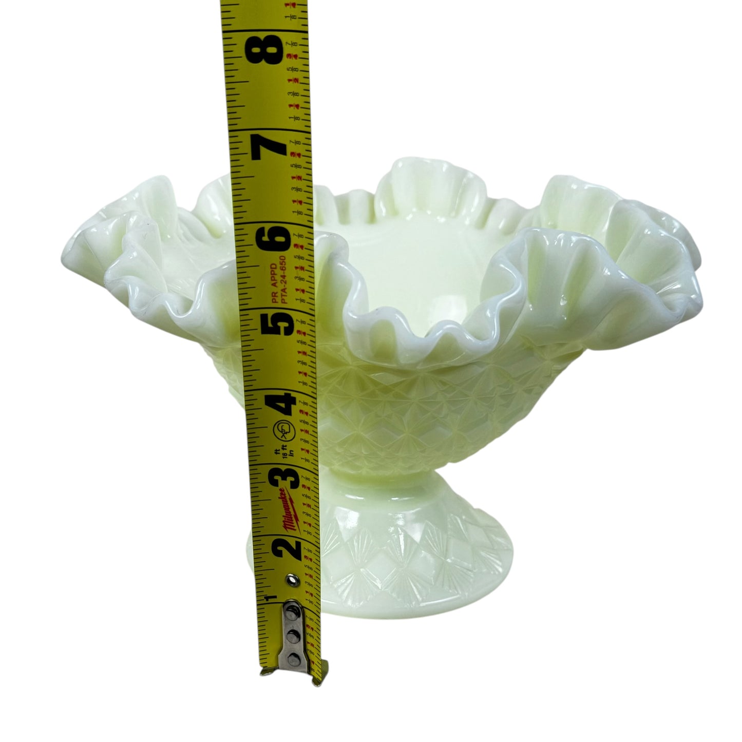Vintage Fenton uranium glass centerpiece bowl with ruffled rim