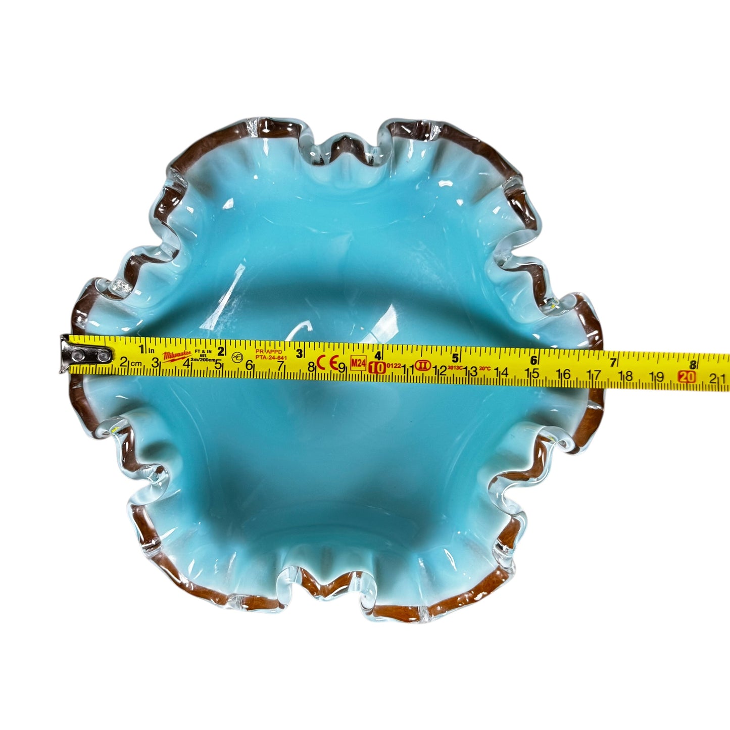 Fenton Art Glass Silver Crest Turquoise Blue Milk Glass Bowls - Set of 2 Very Rare Vintage 1950s