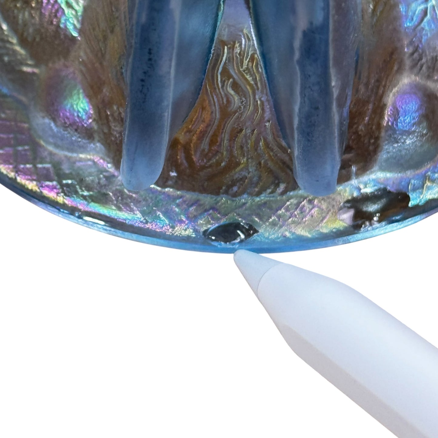 Fenton Ocean Blue Iridescent Hen on Nest Covered Dish