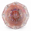 Imperial Glass Windmill pink carnival glass ruffled bowl