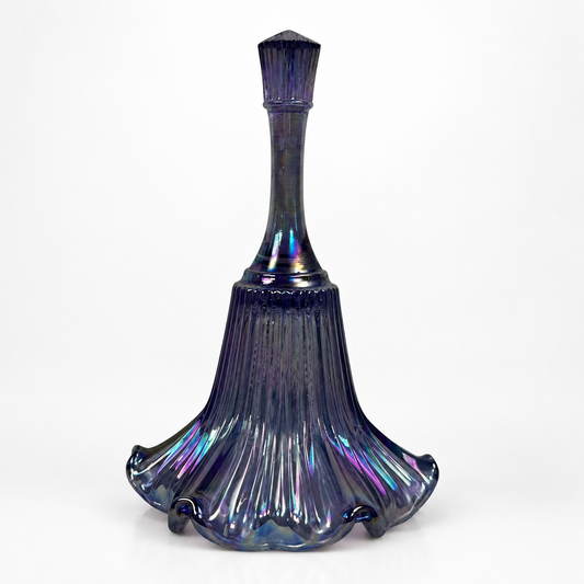 Vintage Fenton iridized amethyst glass bell with ribbed design