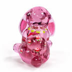 Pink Fenton glass lop-eared rabbit with painted roses