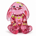 Fenton Madras Pink hand-painted floral bunny figurine
