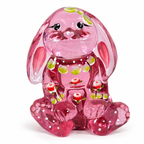 Fenton Madras Pink hand-painted floral bunny figurine