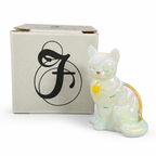 Fenton Dreams & Rainbows hand painted cat figurine with original box