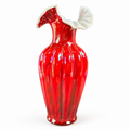 Fenton Ruby Red Carnival Spiral Optic Melon Vase family signed