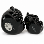 Fenton black glass Mama and Baby Bear collectible pair