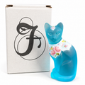 Fenton Blue Topaz Sitting Kitty hand painted cat figurine