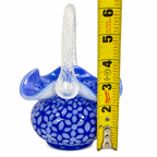 Fenton Cobalt Opalescent Snowflake Potbelly Basket with Twisted Handle