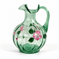 Fenton Sea Mist Green Vining Garden hand painted water pitcher