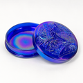Fenton Veryls Butterfly cobalt iridescent round jewelry dish