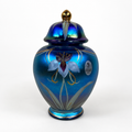 Fenton Favrene hand-painted iris ginger jar limited edition art glass