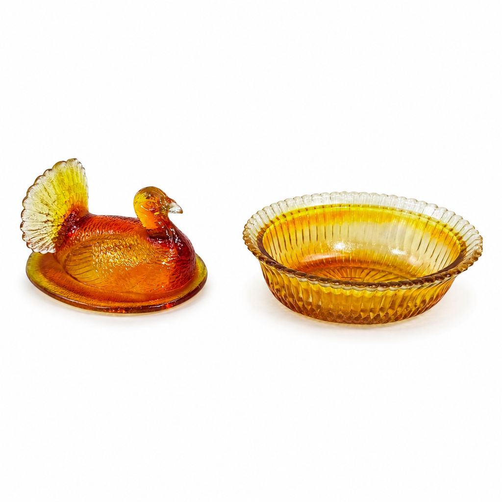 Amberina turkey covered dish with red and yellow coloration