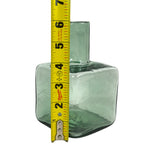 Blenko square hand-blown glass bud vase in smoky charcoal gray