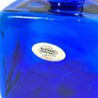 Vintage Blenko hand-blown cobalt blue geometric vase