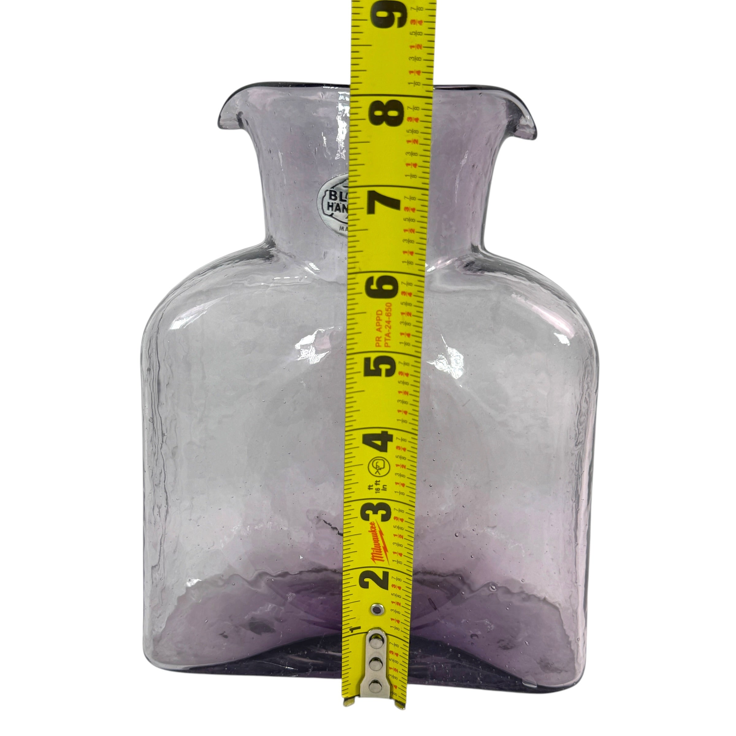 Handcrafted Blenko glass carafe in Lavender Amethyst