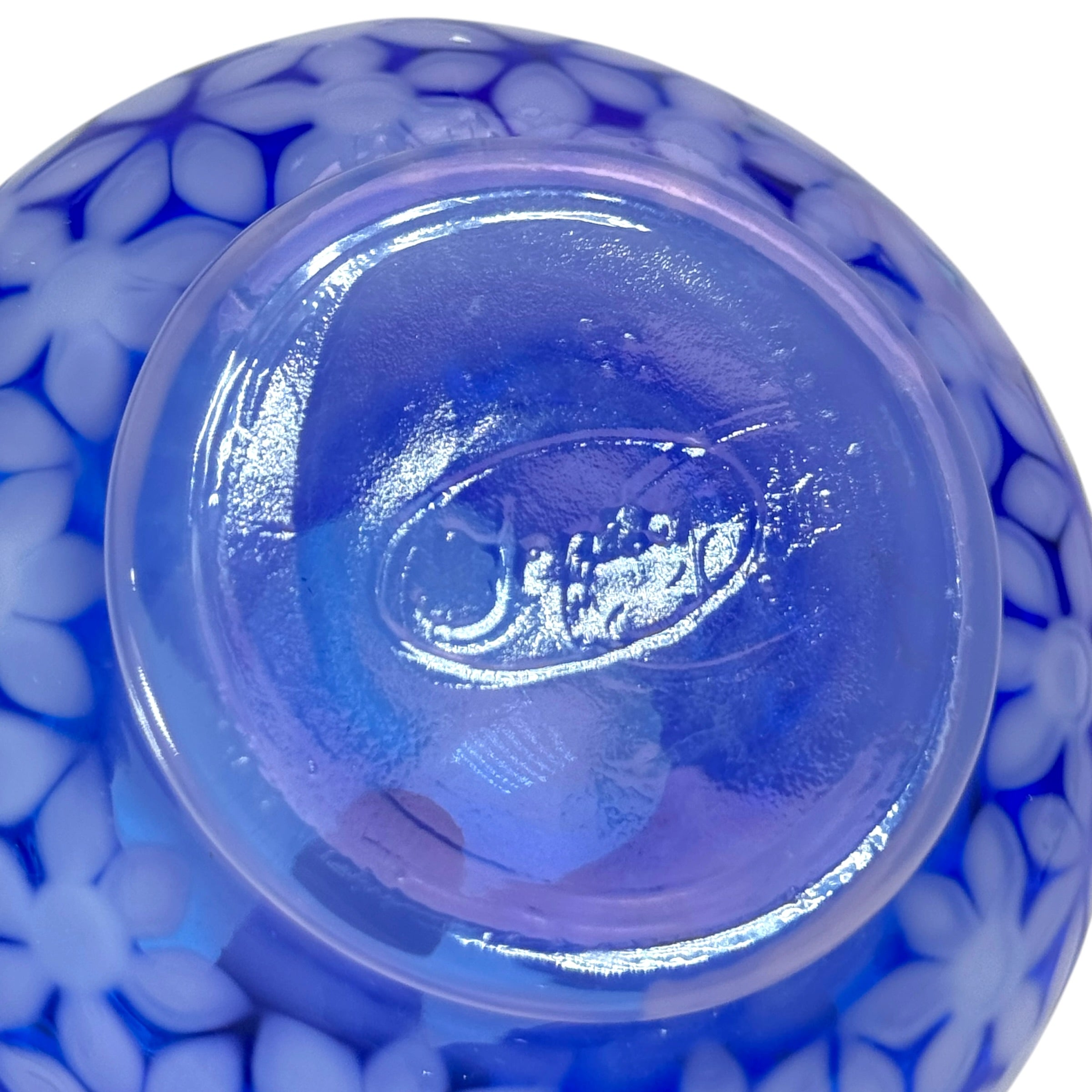 Vintage Fenton twisted handle cobalt glass basket