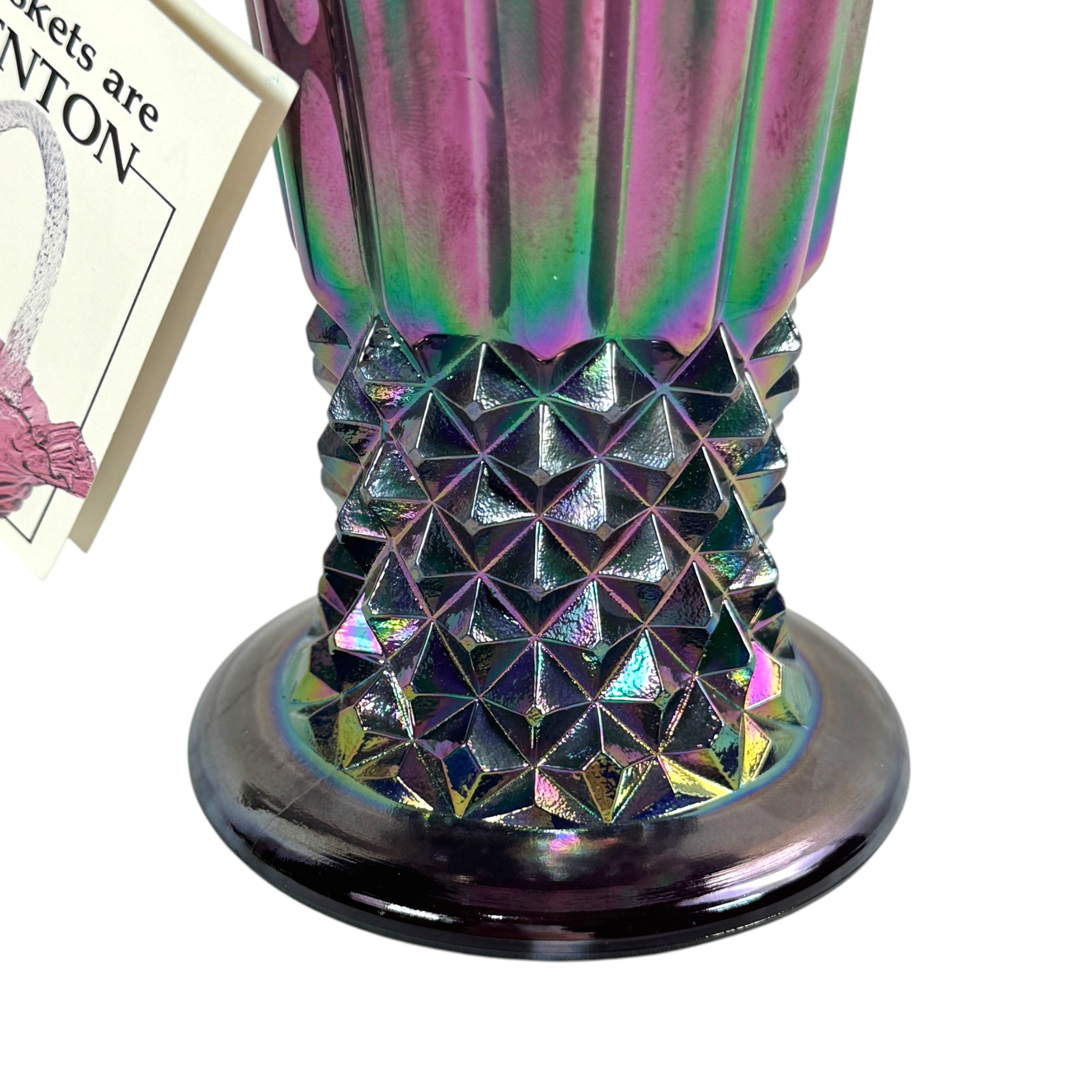 Fenton Amethyst Carnival Studded Basket | Iridescent Art Glass w/ Original Hang Tag