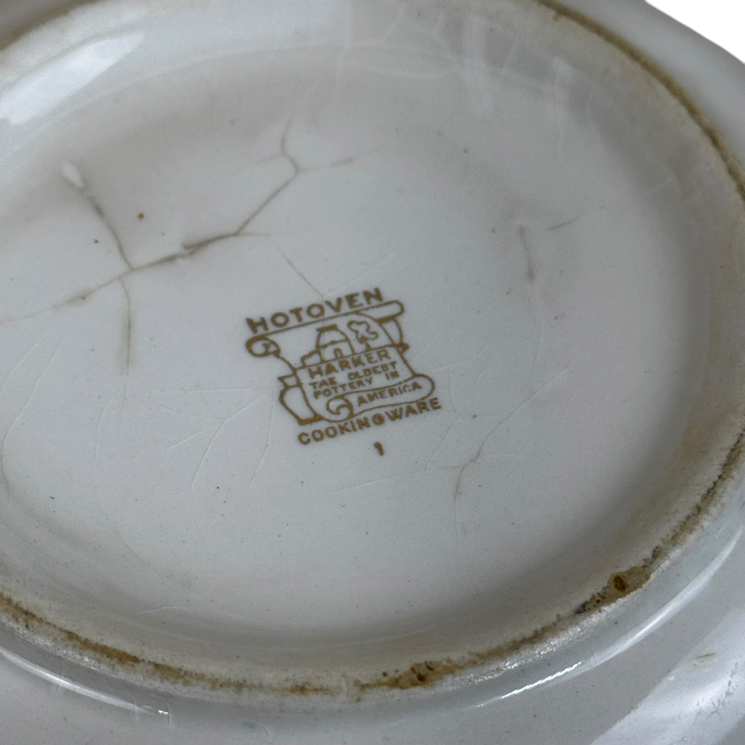 Harker Pottery Hotoven Mixing Bowl Set | 1930s Petit Point Floral Cross Stitch Vintage Kitchenware