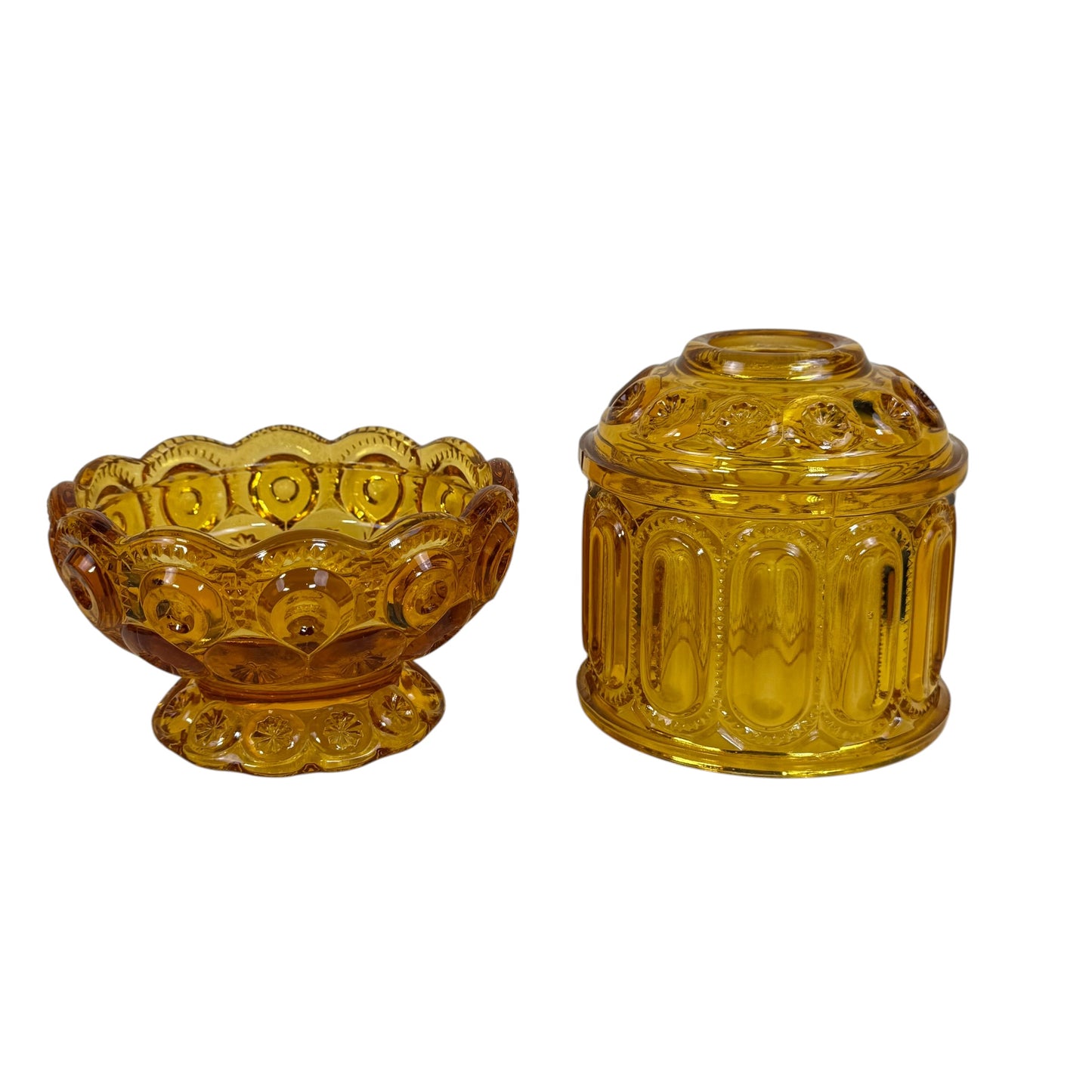 Vintage amber glass fairy lamp Moon and Stars pattern