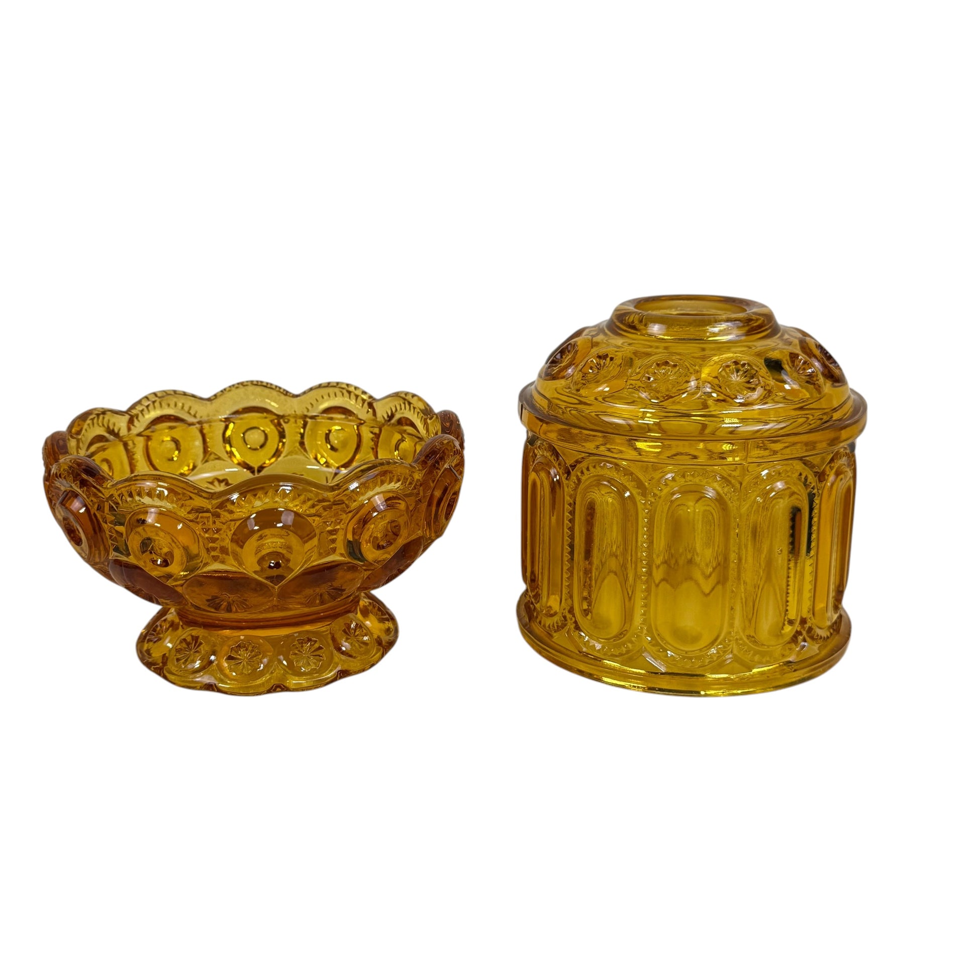 Vintage amber glass fairy lamp Moon and Stars pattern
