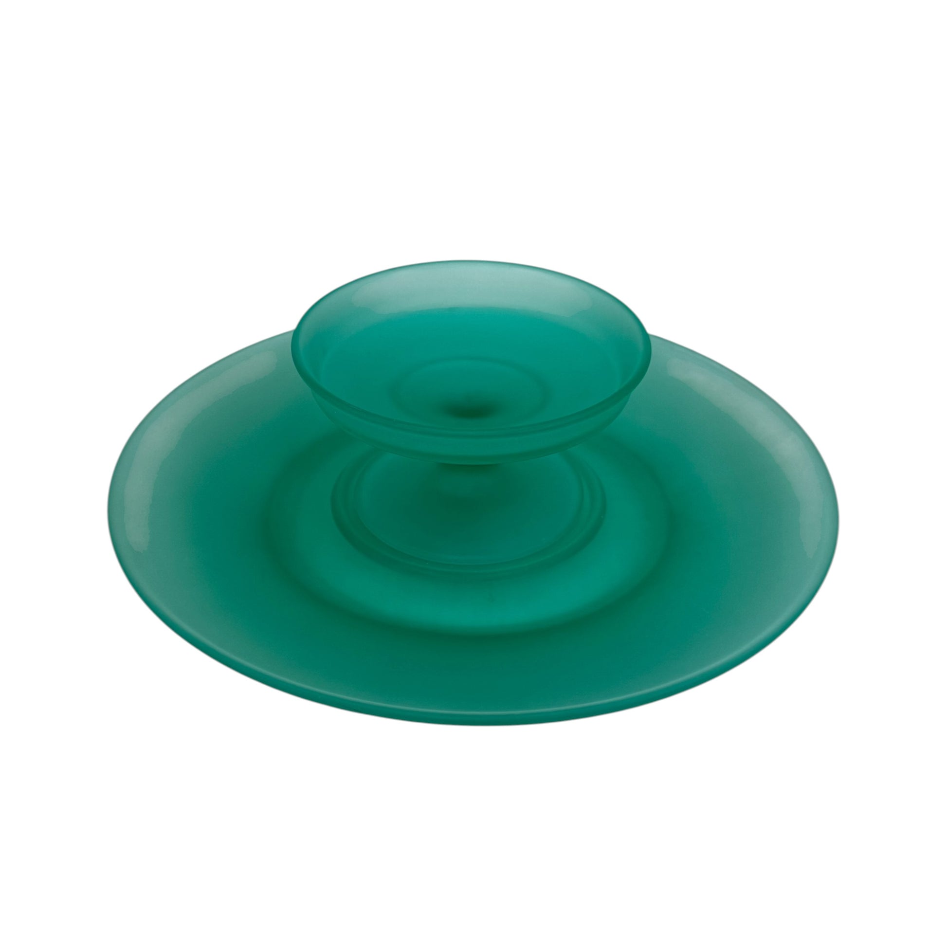 Minimalist vintage green glass centerpiece decor