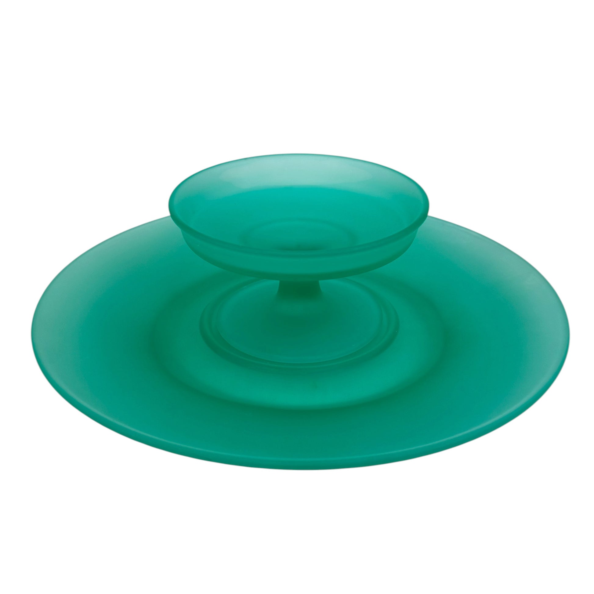 Uranium glass plate with elevated sherbet cup