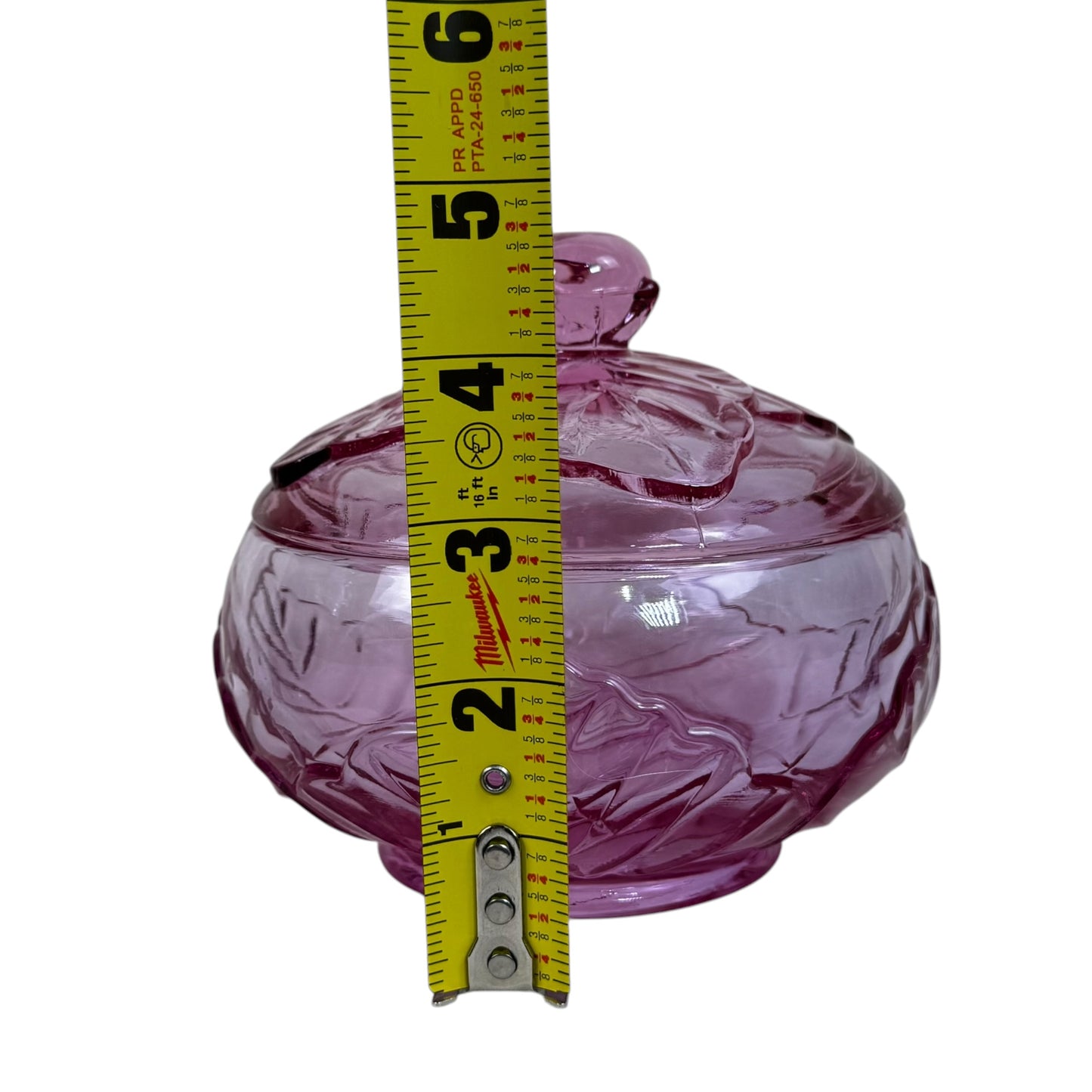 Mid century Viking art glass lidded bowl in pink