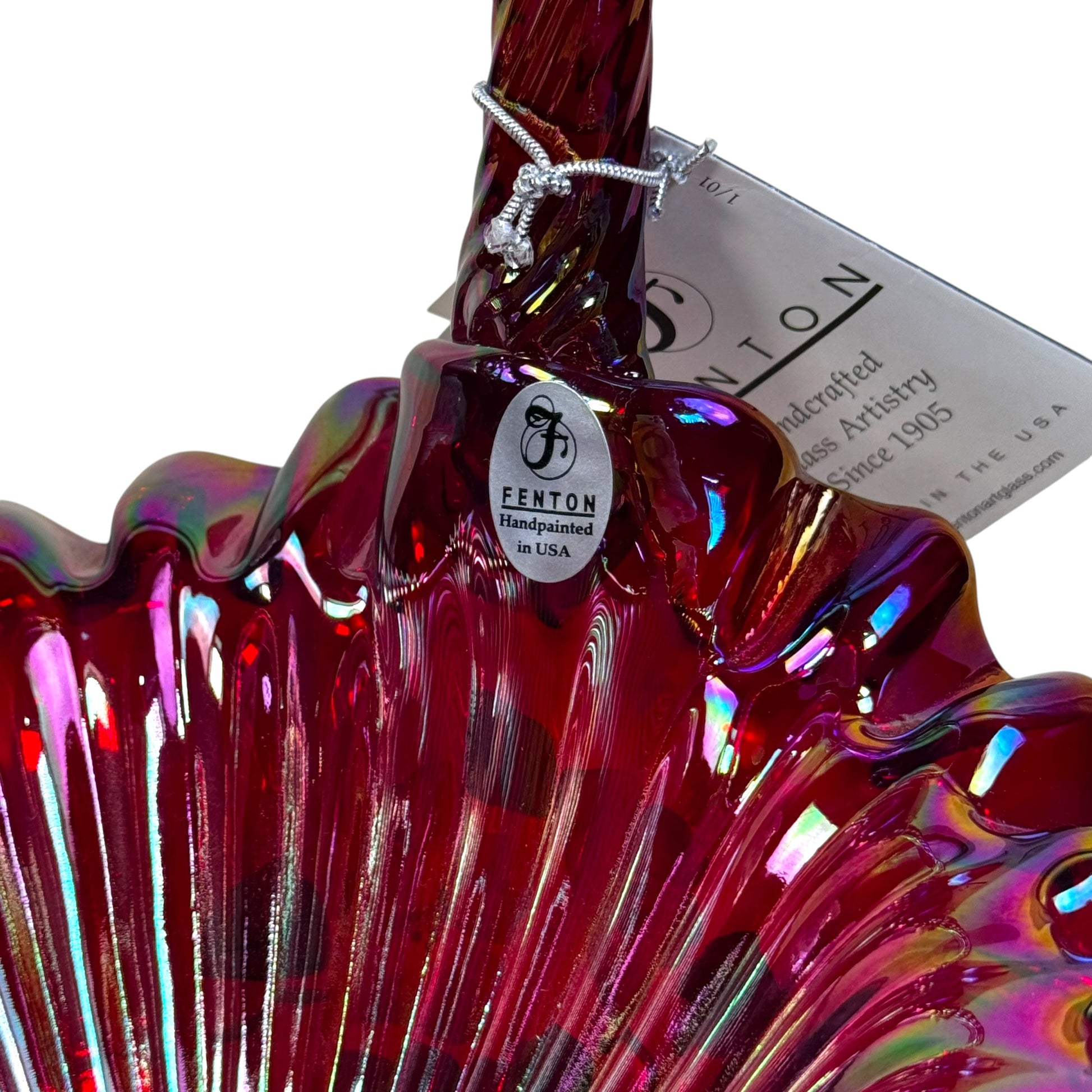 Fenton art glass limited edition ruby red floral basket collectible