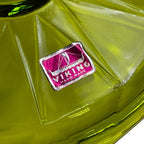 Viking art glass green lidded dish original sticker collectible