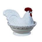 White Westmoreland hen on nest collectible milk glass dish