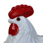 Farmhouse milk glass rooster covered dish with lattice rim base