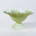 Vintage Fenton custard uranium glass ruffled compote