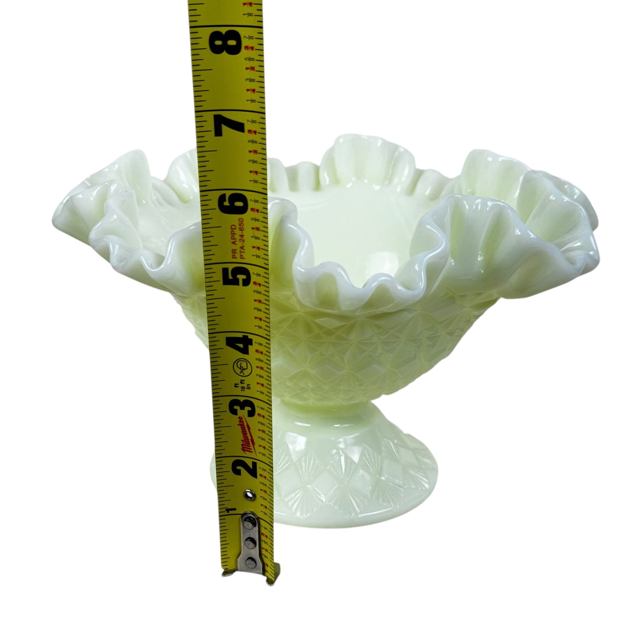 Vintage Fenton uranium glass centerpiece bowl with ruffled rim