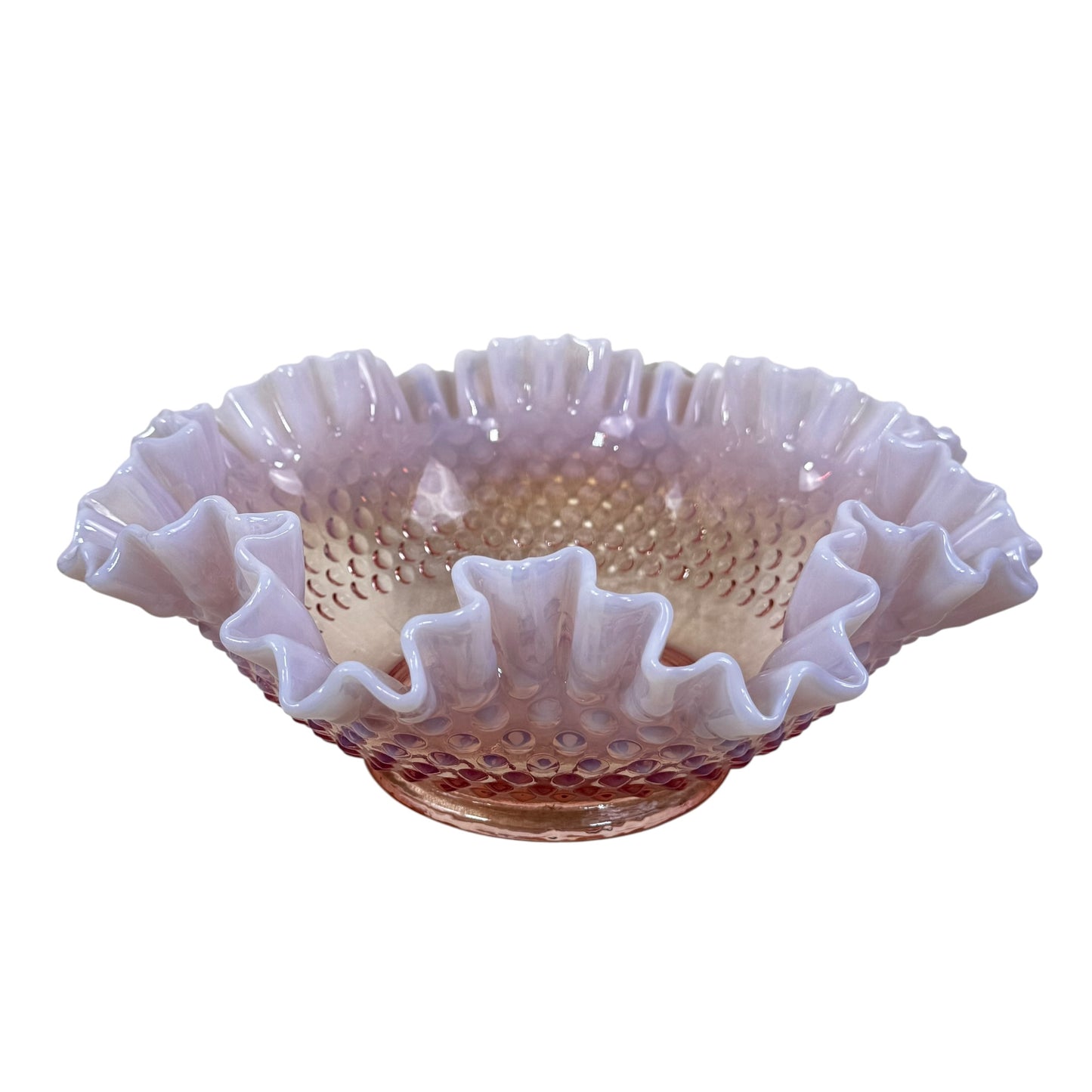 Fenton rose opalescent centerpiece bowl from the 1950s