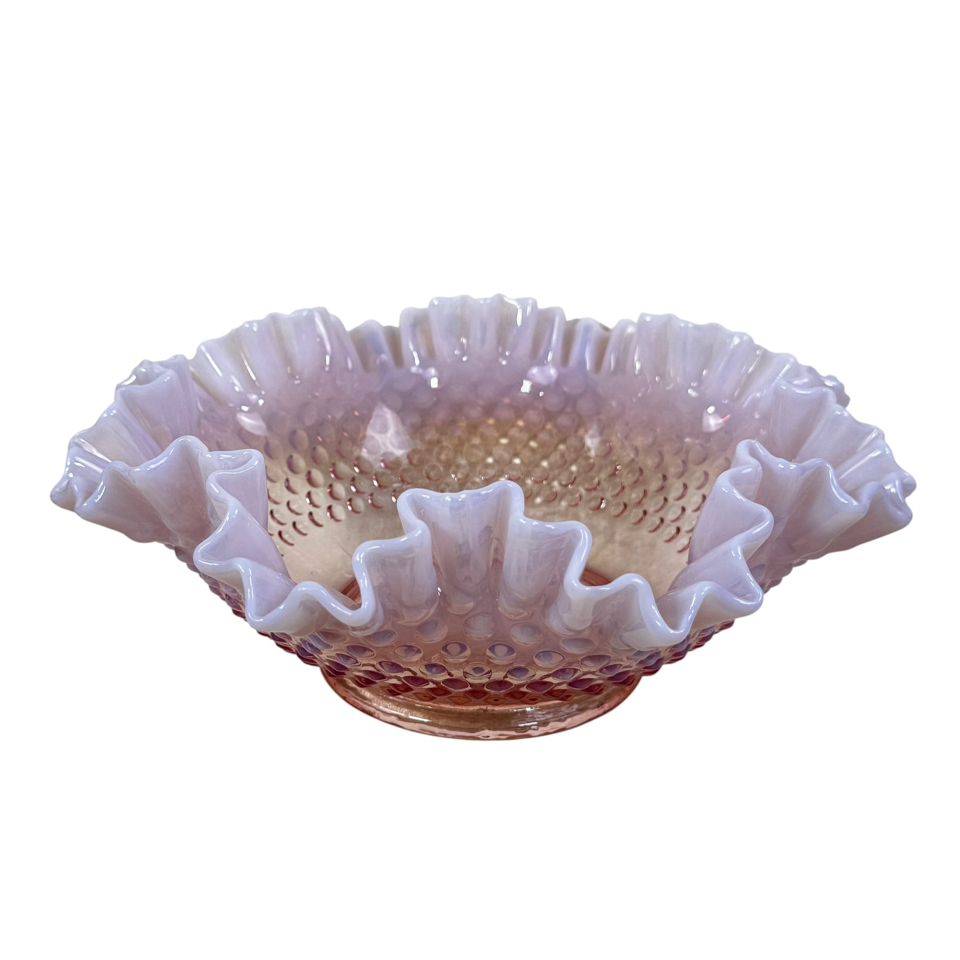 Fenton rose opalescent centerpiece bowl from the 1950s