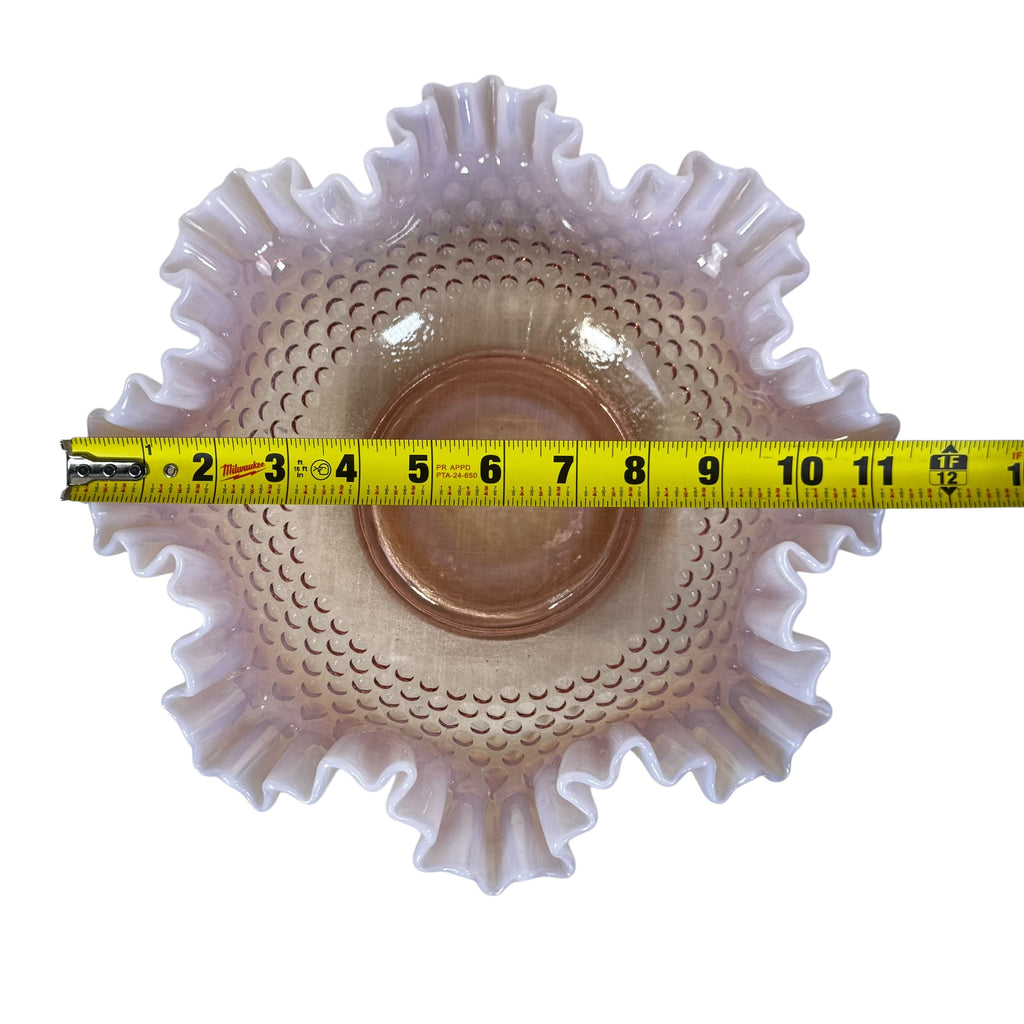 Fenton Rose Opalescent Hobnail Ruffled Console Bowl