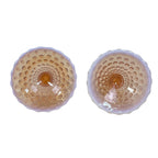 Duncan Miller pink glass candlesticks in hobnail pattern