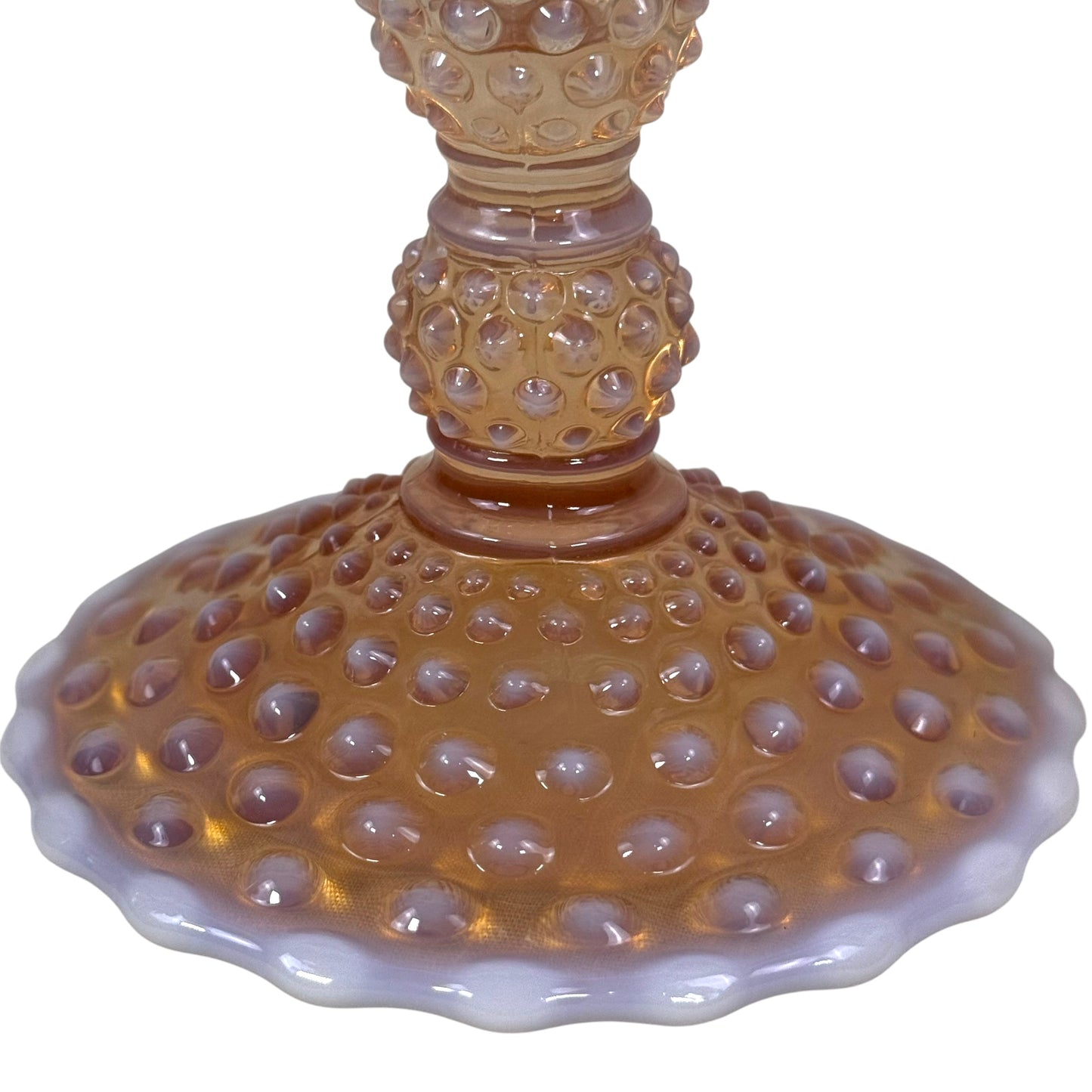 Vintage 1950s opalescent glass candlestick holder set
