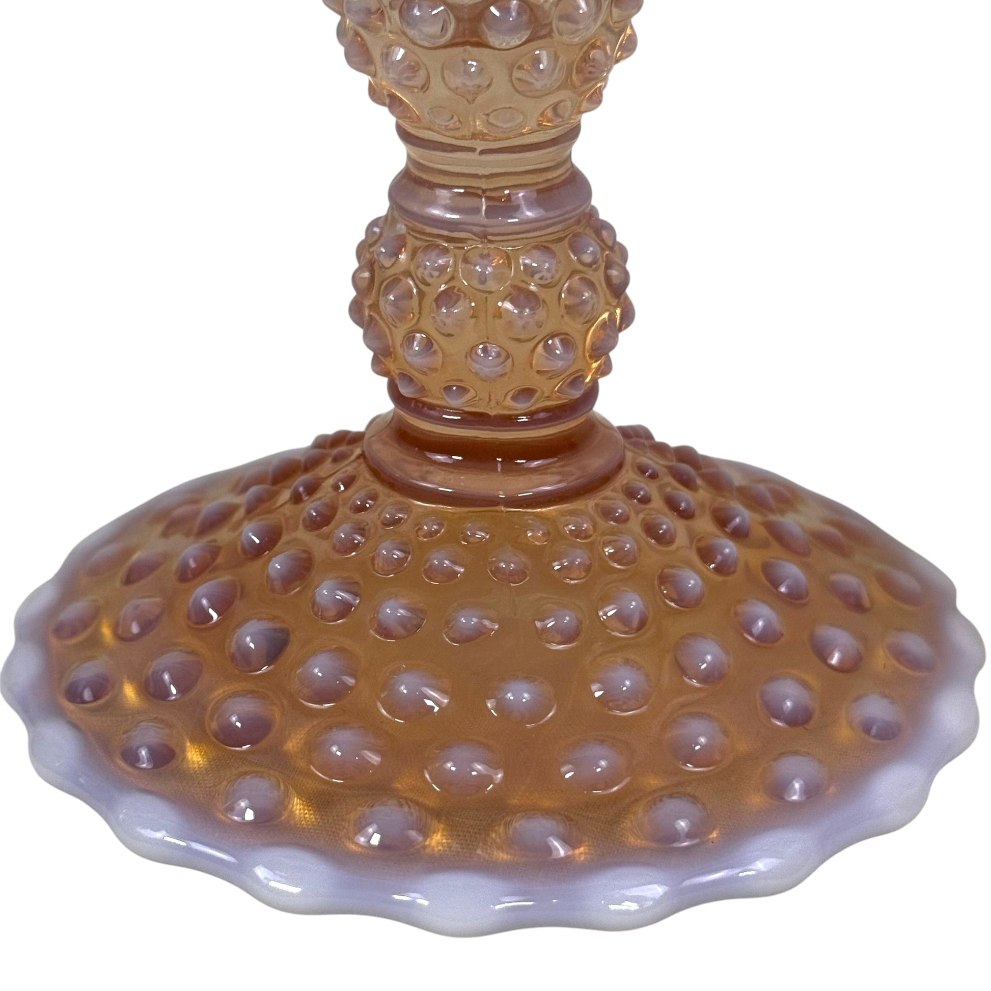 Vintage 1950s opalescent glass candlestick holder set