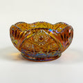 Vintage L.E. Smith amber carnival glass Hobstar Daisy bowl