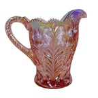 Pink iridescent Imperial Glass floral water pitcher