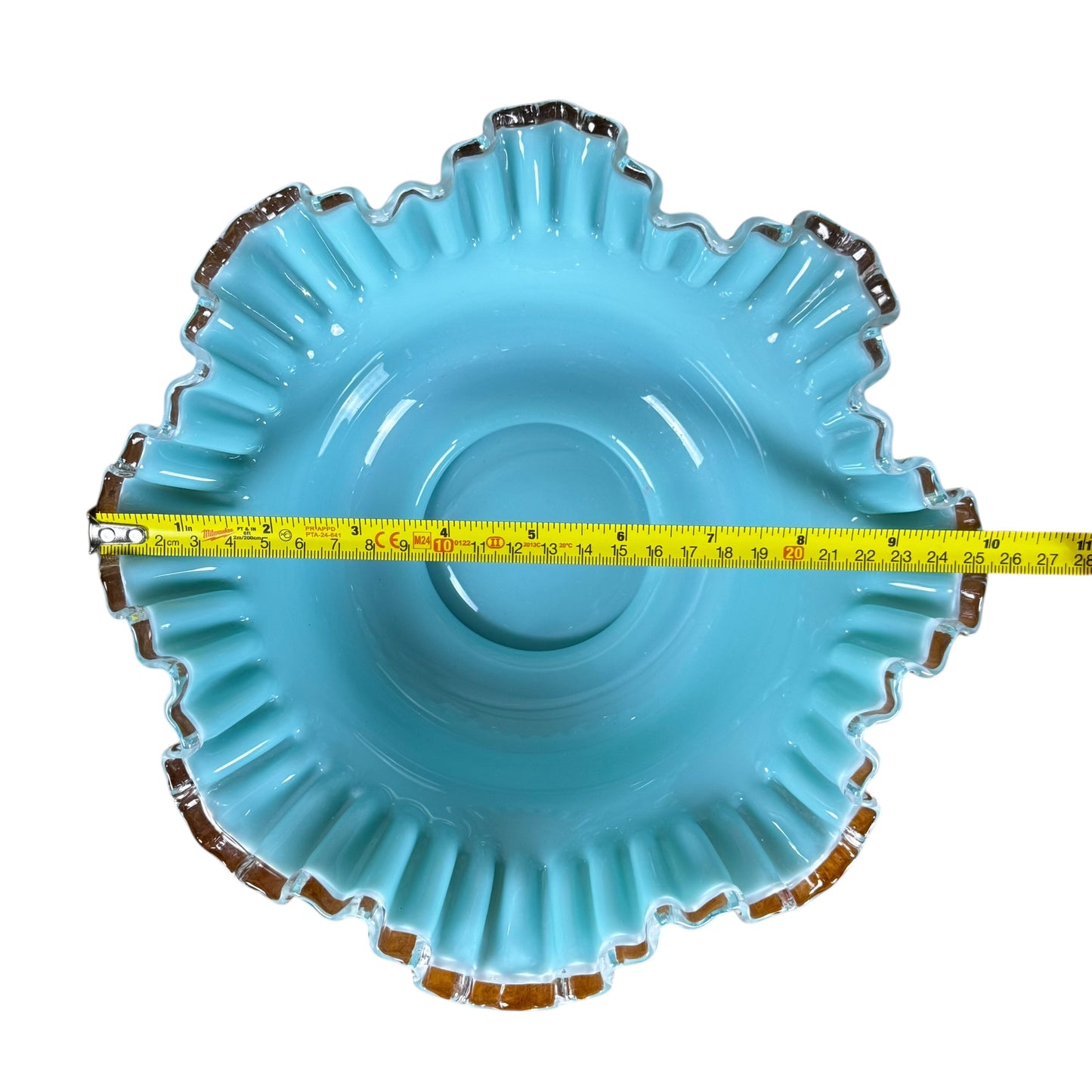 Rare Fenton turquoise Silver Crest milk glass bowls collectible