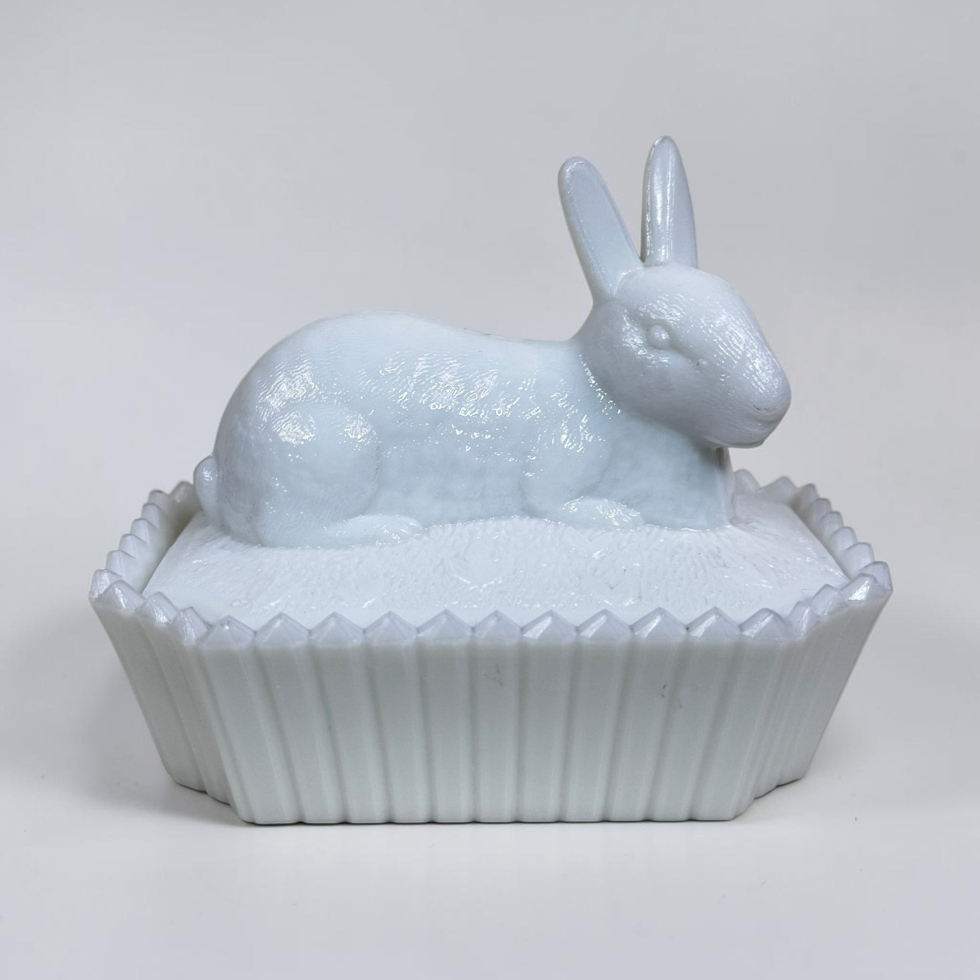 Vintage Westmoreland Rabbit on Nest milk glass covered dish