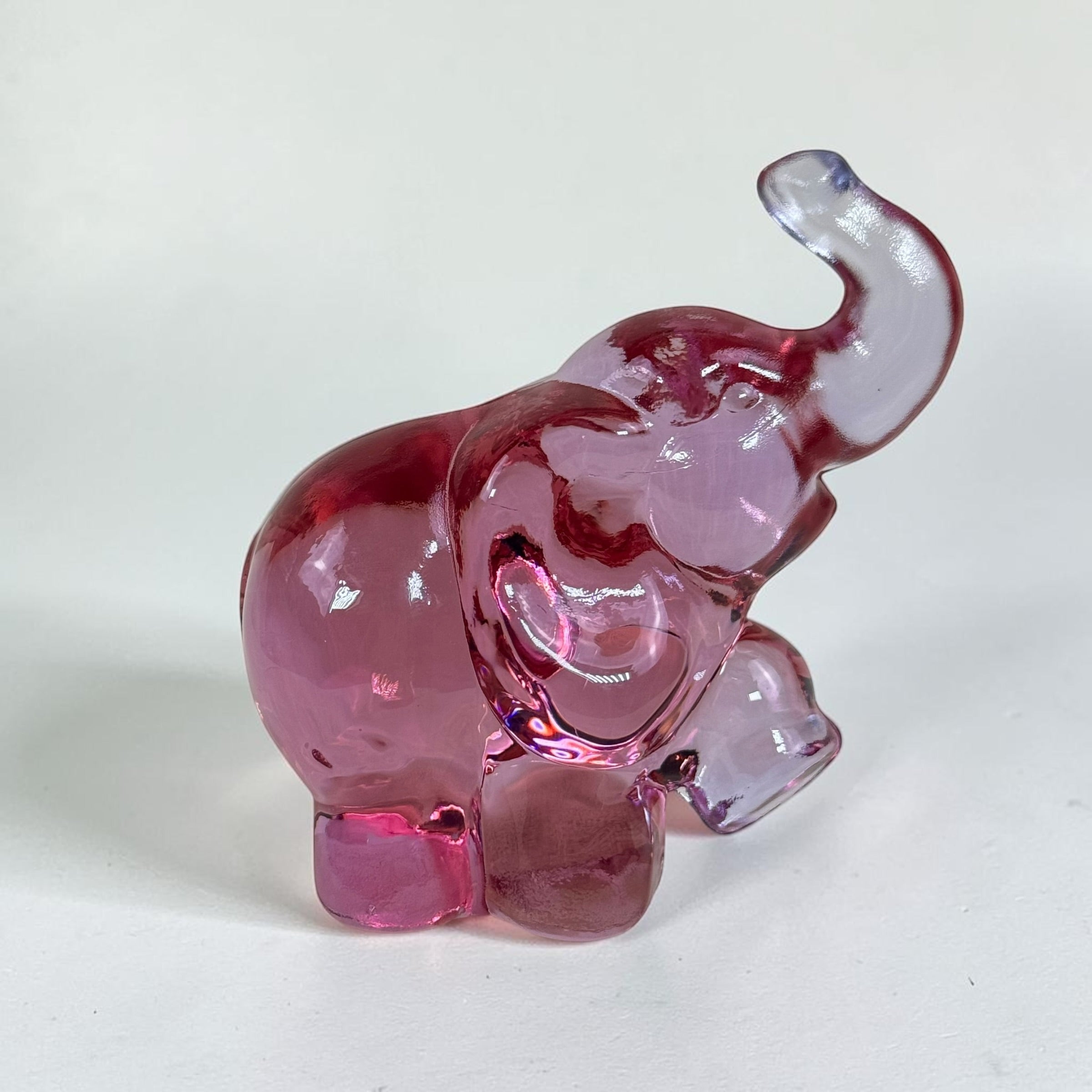 Vintage Fenton Rose Pink glass elephant figurine