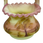 Fenton Burmese Hand Painted Scenic Basket