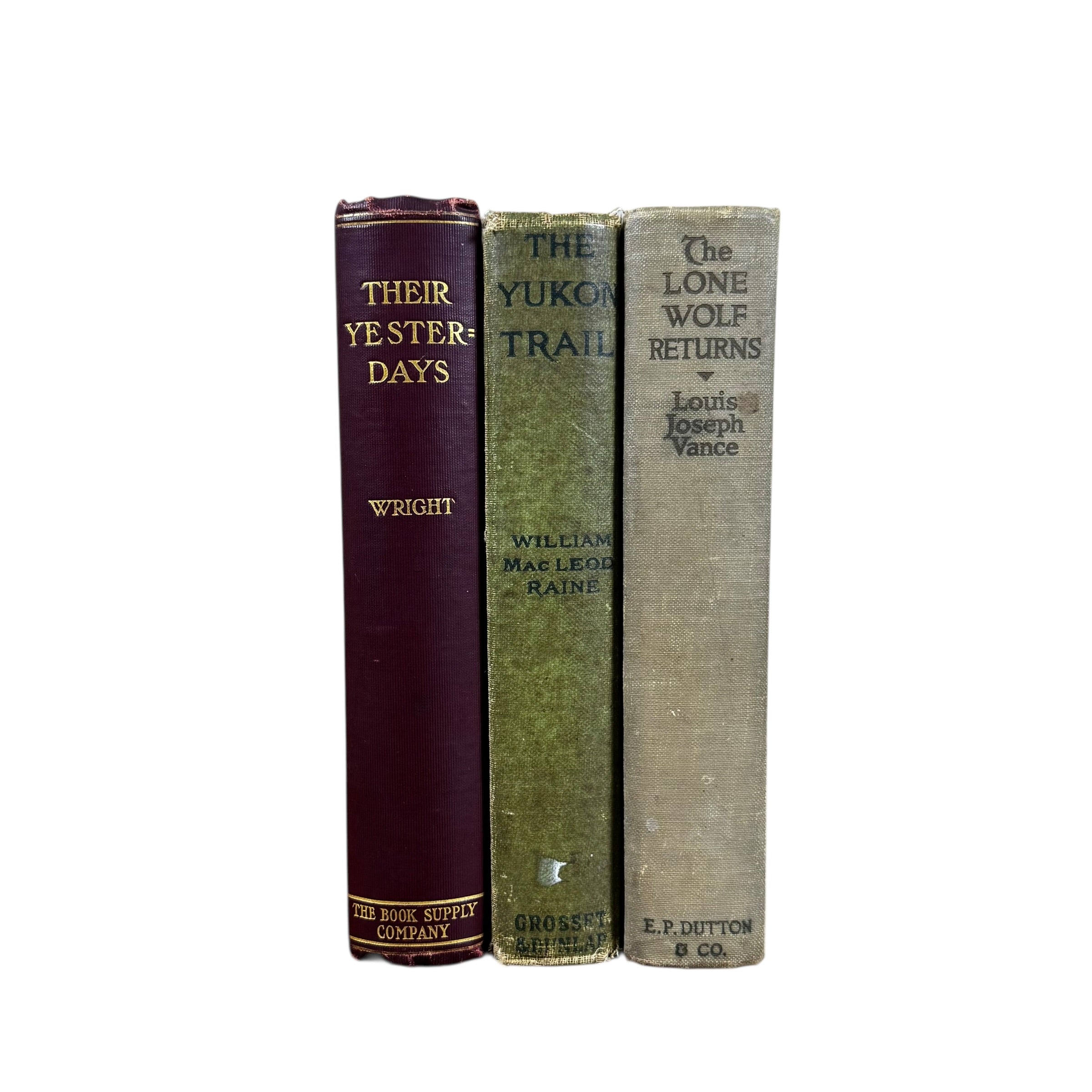 Old hardcover books vintage bookshelf styling decor set