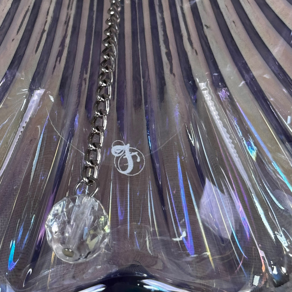 Fenton Art Glass bell in shimmering purple iridescent finish