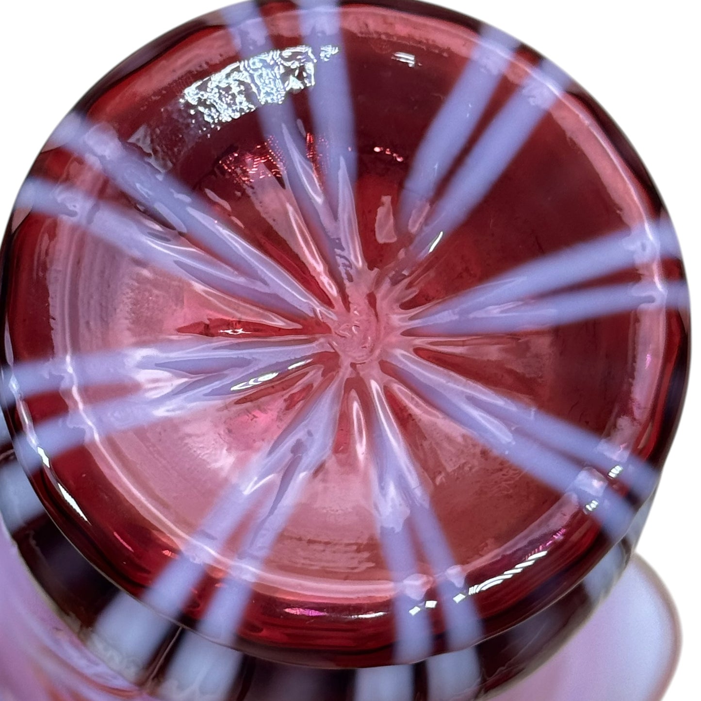 Early Fenton Spiral Optic vase in ruby cranberry glass